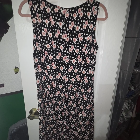 Perception New York VTG Floral Black and Pink Midi Dress. Size L - Picture 5 of 6